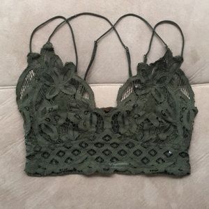 Free People Adella Lace Bralette - Olive Green